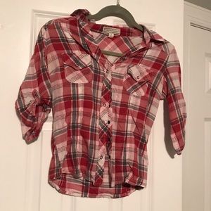 Pink and Silver Petite Plaid Shirt